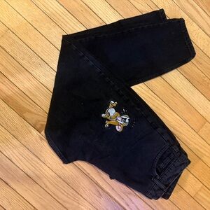 Black Jeans with Cartoon Patch